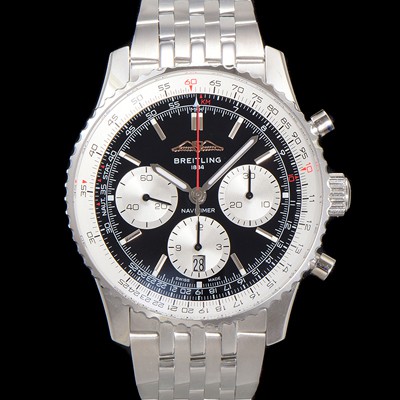SA급 브라이틀링 남성용 네비타이머 AB0138211B1A1 크로노그래프 ETA7750-2 타입 오토매틱 43mm 메탈줄 블랙 다이얼 bre6007 xx
