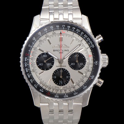 SA급 브라이틀링 남성용 네비타이머 AB0138241G1A1 크로노그래프 ETA7750-2 타입 오토매틱 43mm 메탈줄 실버 다이얼 bre6008 xx