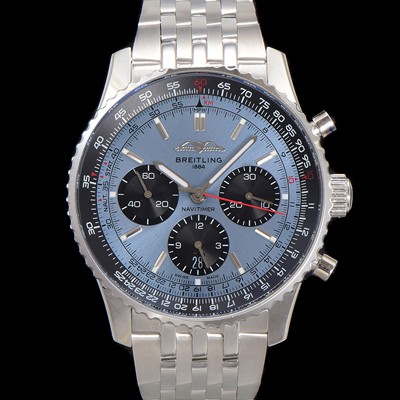 SA급 브라이틀링 남성용 네비타이머 AB0138241C1A1 크로노그래프 ETA7750-2 타입 오토매틱 43mm 메탈줄 아이스 블루 다이얼 bre6009 xx