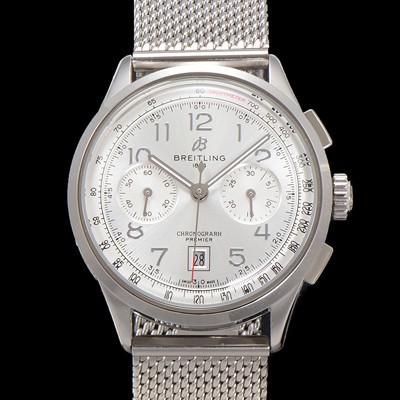SA급 브라이틀링 남성용 프리미에르 크로노그래프 7750 타입 오토매틱 42mm 메쉬밴드 화이트 다이얼 bre6019 xx