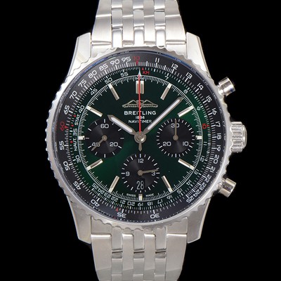 SA급 브라이틀링 남성용 네비타이머 AB0137241L1A1 크로노그래프 ETA7750-2 타입 오토매틱 43mm 메탈줄 아이스 그린 다이얼 bre6010 xx
