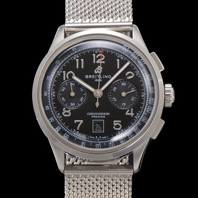 SA급 브라이틀링 남성용 프리미에르 AB0145221B1P1 크로노그래프 7750 타입 오토매틱 42mm 메쉬밴드 블랙 다이얼 bre6020 xx