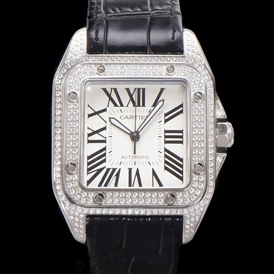 SA급 까르띠에 산토스 100 오토매틱 ETA2824-2 타입 보석시계 남성용 51mm 가죽줄 화이트 다이얼 car69320 xx