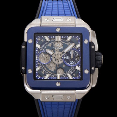 SA급 휴블렛 남성용 스퀘어 뱅 유니코 821.NL.5170.RX 스켈레톤 다이얼 티타늄 에디션 42미리 오토매틱 무브먼트 우레탄 러버밴드 hub2130 xx