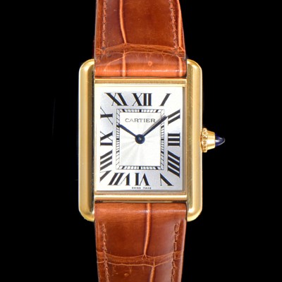 SA급 까르띠에 여성용 신상 탱크 W1529756 실버 다이얼 33.7mm 옐로우골드 악어가죽 쿼츠 무브먼트 car69359 xx