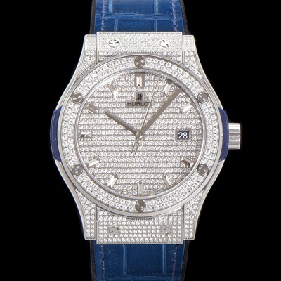 SA급 휴블렛 남성용 클래식 퓨전 565.NX.9010.LR.1704 다이아몬드 셋팅 큐빅/보석 다이얼 42미리 오토매틱 2892 타입 가죽/우레탄 믹스밴드 hub2125 xx