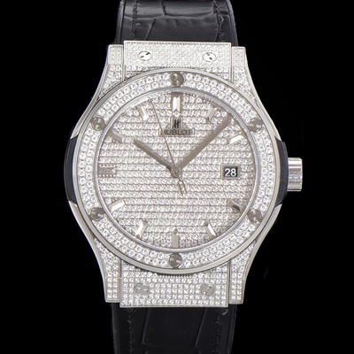 SA급 휴블렛 남성용 클래식 퓨전 565.NX.9010.LR.1704 다이아몬드 셋팅 큐빅/보석 다이얼 42미리 오토매틱 2892 타입 가죽/우레탄 믹스밴드 hub2126 xx