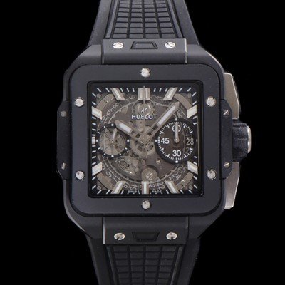 SA급 휴블렛 남성용 스퀘어 뱅 유니코 821.CI.0170.RX 스켈레톤 다이얼 티타늄 에디션 세라믹 42미리 오토매틱 무브먼트 우레탄 러버밴드 hub2135 xx