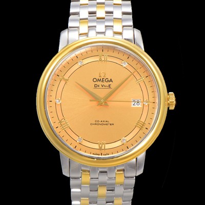 SA급 오메가 남성용 드빌 프레스티지 424.20.40.20.58.001 오토매틱 Cal.8800타입 39.5mm 18K 옐로우골드 메탈줄 골드 다이얼 omg20203 xx