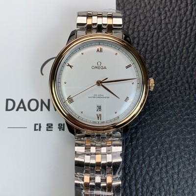 SA급 오메가 남성용 드빌 프레스티지 434.20.40.20.02.001 오토매틱 Cal.8800타입 40mm 18K 로즈골드 메탈줄 화이트 다이얼 omg20214 xx