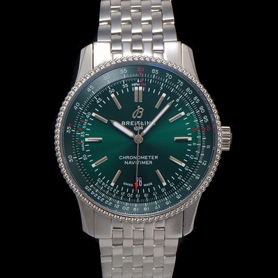 SA급 브라이틀링 남성용 네비타이머 A17326361L1A1 크로노그래프 오토매틱 2824 타입 41mm 메탈줄 그린 다이얼 bre6033 xx