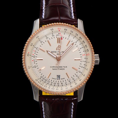 SA급 브라이틀링 남성용 네비타이머 U17326211G1P1 크로노그래프 오토매틱 2824 타입 41mm 가죽줄 화이트 다이얼 bre6043 xx