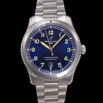 SA급 브라이틀링 남성용 네비타이머 A17314101C1A1 오토매틱 2824 타입 41mm 메탈줄 블루 다이얼 bre6054 xx