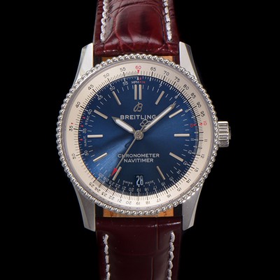 SA급 브라이틀링 남성용 네비타이머 A17325211C1P2 크로노그래프 오토매틱 2824타입 38mm 가죽줄 블루 다이얼 bre6029 xx