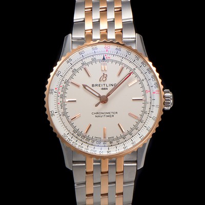 SA급 브라이틀링 남성용 네비타이머 U17329F41G1U1 크로노그래프 18K 로즈골드 오토매틱 2824 타입 41mm 메탈줄 화이트 다이얼 bre6039 xx
