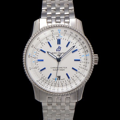 SA급 브라이틀링 남성용 네비타이머 A173263A1G1P1 크로노그래프 오토매틱 2824 타입 41mm 메탈줄 화이트 다이얼 bre6030 xx