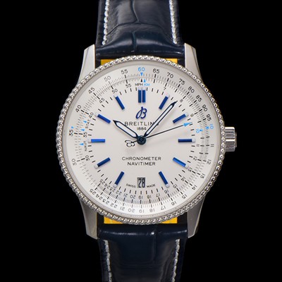 SA급 브라이틀링 남성용 네비타이머 A173263A1G1P1 크로노그래프 오토매틱 2824 타입 41mm 가죽줄 화이트 다이얼 bre6041 xx