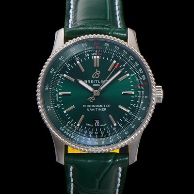 SA급 브라이틀링 남성용 네비타이머 A17326361L1P2 크로노그래프 오토매틱 2824 타입 41mm 가죽줄 그린 다이얼 bre6042 xx
