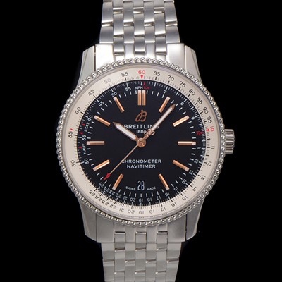 SA급 브라이틀링 남성용 네비타이머 A17326241B1A1 크로노그래프 오토매틱 2824 타입 41mm 메탈줄 블랙 다이얼 bre6032 xx