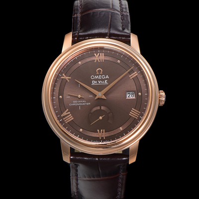 SA급 오메가 남성용 드빌 424.23.40.21.13.001 프레스티지 코-액시얼 39.5mm  18K 로즈골드 오토매틱 Cal.2627 타입 빈티지 브라운 다이얼 omg0174 xx