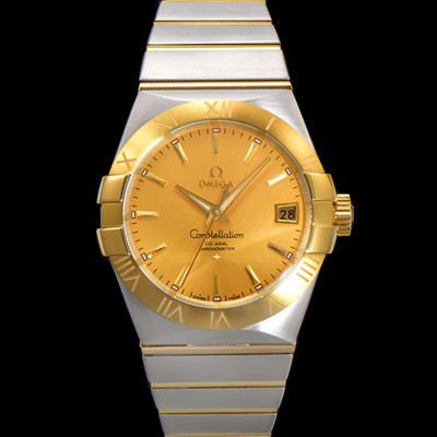 SA급 오메가 남성용 컨스틀레이션 123.20.38.21.08.001 18k 옐로우골드 38mm 오토매틱 8500타입 샴페인 다이얼 omg0160 xx