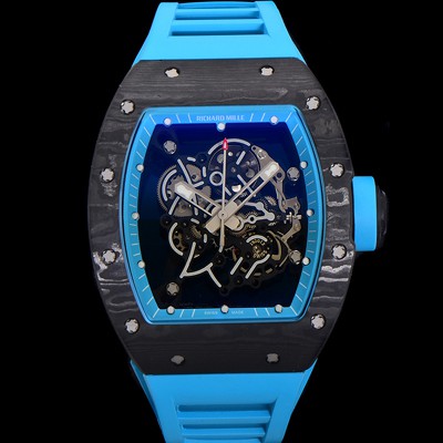 SA급 리차드밀레 남성용 RM055 NTPT 카본 케이스 50mm 스켈레톤 다이얼 기계식 수동형 무브먼트 ric0262 xx