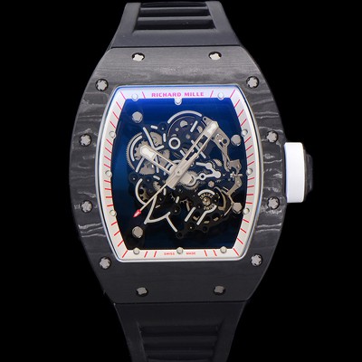 SA급 리차드밀레 남성용 RM055 NTPT 카본 케이스 50mm 스켈레톤 다이얼 기계식 수동형 무브먼트 ric0263 xx