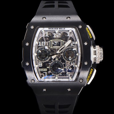 SA급 리차드밀레 남성용 RM11-03 티타늄 케이스/블랙 PVD코딩 베젤 크로노그래프 50mm 오토매틱 무브먼트 스켈레톤 다이얼 ric0256 xx