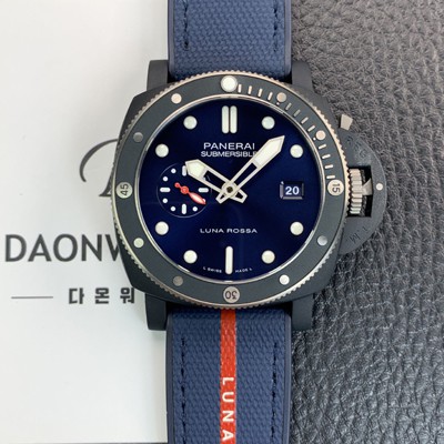 SA급 파네라이 남성용 서브머시블 콰란타콰트로 루나로사 PAM01466 티-세라미테크™ 44mm 오토매틱 Cal P. 900타입 블루 다이얼 pan5230 xx