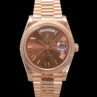 SA급 로렉스 남성용 New 데이데이트 m228235-0002 무게187g 18K 로즈골드 40mm 오토매틱 Cal.2836-2 타입 브라운 다이얼 rol5399 xx