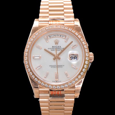 SA급 로렉스 남성용 New 데이데이트 m228345rbr-0026 무게187g 프레지던트 18K 로즈골드 40mm 오토매틱 Cal.2836-2 타입 다이아몬드/마더 오브펄 다이얼 rol5402 xx