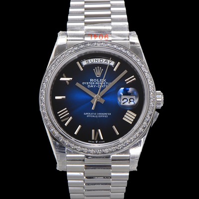 SA급 로렉스 남성용 New 데이데이트 플래티넘 m228396tbr-0042 무게187g 40mm 오토매틱 Cal.2836-2 타입 블루 옴브레 다이얼 rol5394 xx