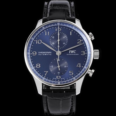 SA급 아이더블유씨 남성용 신상품 / 포르투기즈 IW371606 크로노그래프 오토매틱 Cal.69355 타입 41미리 가죽줄 블루 다이얼 iwc4091 xx