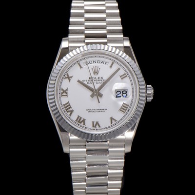 SA급 로렉스 남성용 New 데이데이트 m128236-0017 무게173g 플래티넘 프레지던트 36mm 오토매틱 Cal.2836-2 타입 화이트 다이얼 rol5412 xx