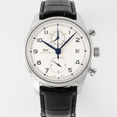 SA급 아이더블유씨 남성용 포루투기즈 IW390303 크로노그래프 42mm 오토매틱 무브먼트 화이트 다이얼 iwc4098 xx