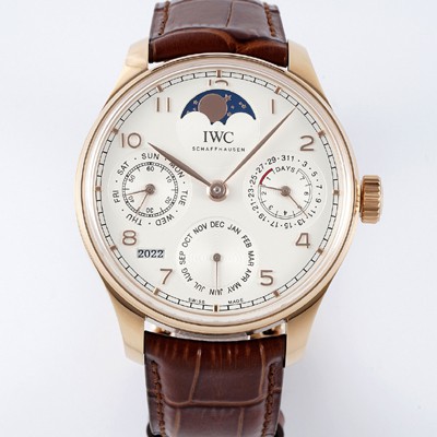 SA급 아이더블유씨 남성용 포루투기즈 IW502306 퍼페추얼 캘린더 싱글 문 44mm 18k 로즈골드 오토매틱 무브먼트 화이트 다이얼 iwc4108 xx