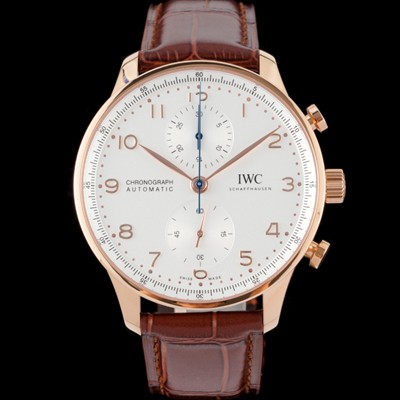 SA급 아이더블유씨 남성용 신상품 / 포르투기즈 IW371611 크로노그래프 오토매틱 Cal.69355 타입 41미리 가죽줄 화이트 다이얼 iwc4093 xx