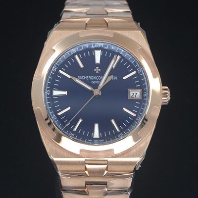 SA급 바쉐런 콘스탄틴 남성용 오버시즈 4500V/210R-B705 18k 로즈골드 오토매틱 무브먼트 41mm 블루 다이얼 vac1160 xx