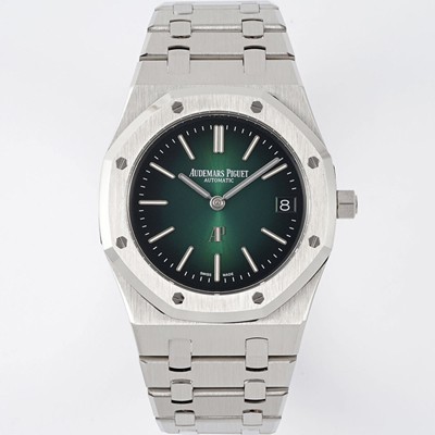 SA급 오데마피게 남성용 하이엔드 로얄오크 16202PT.OO.1240PT.01 엑스트라 씬 50주년 기념 39mm 오토매틱 Cal.7121타입 그린 다이얼 aud6567 xx