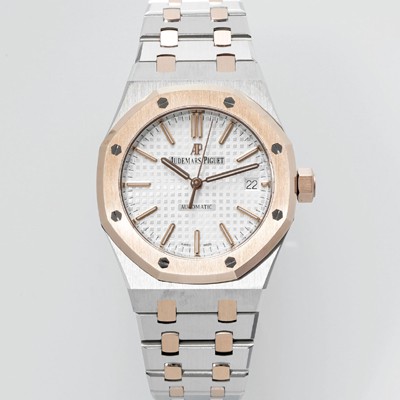 SA급 오데마피게 남성용 하이엔드 15450ST 로얄오크 18K 로즈골드 37mm 오토매틱 Cal.3120무브먼트 실버 와플 다이얼 aud6523 xx