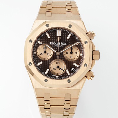 SA급 오데마피게 남성용 로얄오크 26239OR.OO.1220OR.02 크로노그래프 18K 로즈골드 41mm 오토매틱 Cal.4401 타입 브라운 와플 다이얼 aud6558 xx