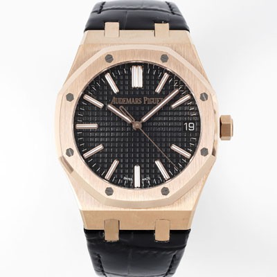 SA급 오데마피게 남성용 로얄오크 셀프와인딩 15510OR.OO.D002CR.02 18K 로즈골드 41mm 오토매틱 Cal.4302 무브먼트 블랙 와플 다이얼 aud6550 xx