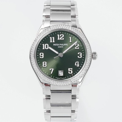 SA급 파텍필립 여성용 트웬티-포 티파니 7300/1200A-011 다이아몬드 36mm 오토매틱 Cal.324 타입 올리브 그린 다이얼 pat2231 xx