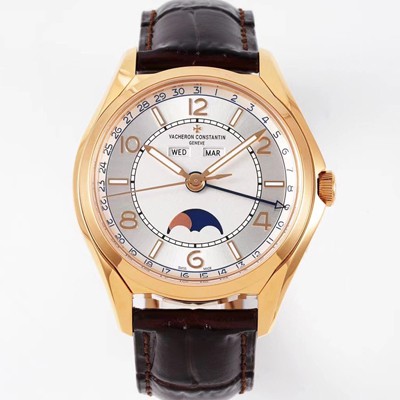 SA급 바쉐론콘스탄틴 남성용 피프티식스 4000E/000R-B438 컴플리트 캘린더 문페이즈 18k 로즈골드 오토매틱 2460 QCL/1 무브먼트 실버 다이얼 vac1171 xx
