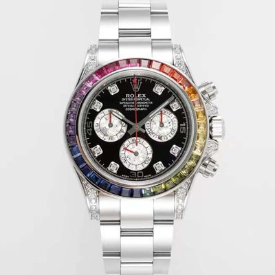 SA급 로렉스 남성용 데이토나 레인보우 116599 RBOW 크로노그래프 40mm 오토매틱 Cal.4130타입 블랙 다이얼 rol5434 xx