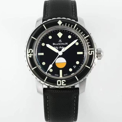 SA급 블랑팡 남성용 피프티 패덤즈 MIL-SPEC 캔버스 5008-1130-B52A 40mm 오토매틱 Cal.1151타입 블랙 다이얼 bla4212 xx