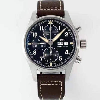 SA급 아이더블유씨 남성용 파일럿 워치 IW387903 스핏파이어 크로노그래프 43mm 오토매틱 무브먼트 블랙 다이얼 iwc4115 xx