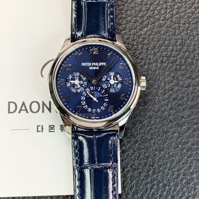 SA급 파텍필립 남성용 퍼페추얼 캘린더 5140 가죽줄 40mm 오토매틱 Cal.240 타입 블루 다이얼 pat2240 xx