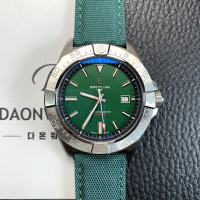 SA급 브라이틀링 남성용 어벤져 44mm 나일론줄 오토매틱 2836-2 타입 그린 다이얼 bre6062 xx