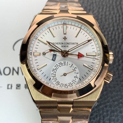 SA급 바쉐런 콘스탄틴 남성용 오버시즈 듀얼타임 18K 로즈골드 오토매틱 칼리버 5200 타입 41mm 메탈줄 실버 다이얼 vac1173 xx